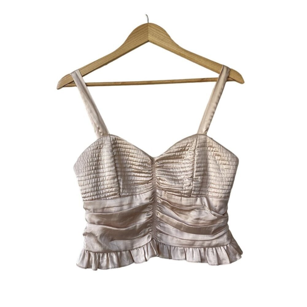 BOG Collective Coquette Top‎ Corset Sweeatheart Neckline Size L Milkmaid Satin